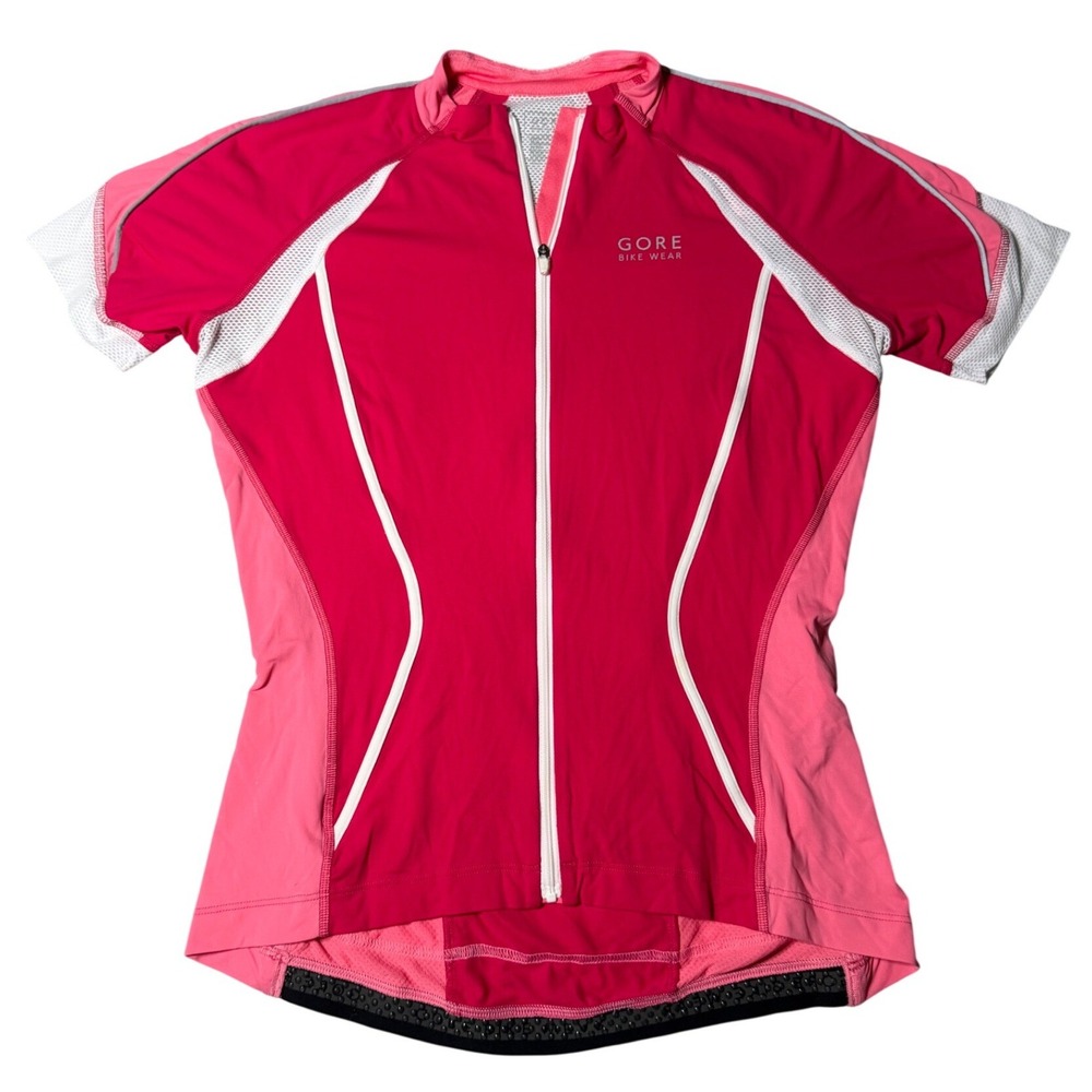 Gore Bike Wear Womens Pink Full Zip Cycling Jersey Short Sleeve Size Medium